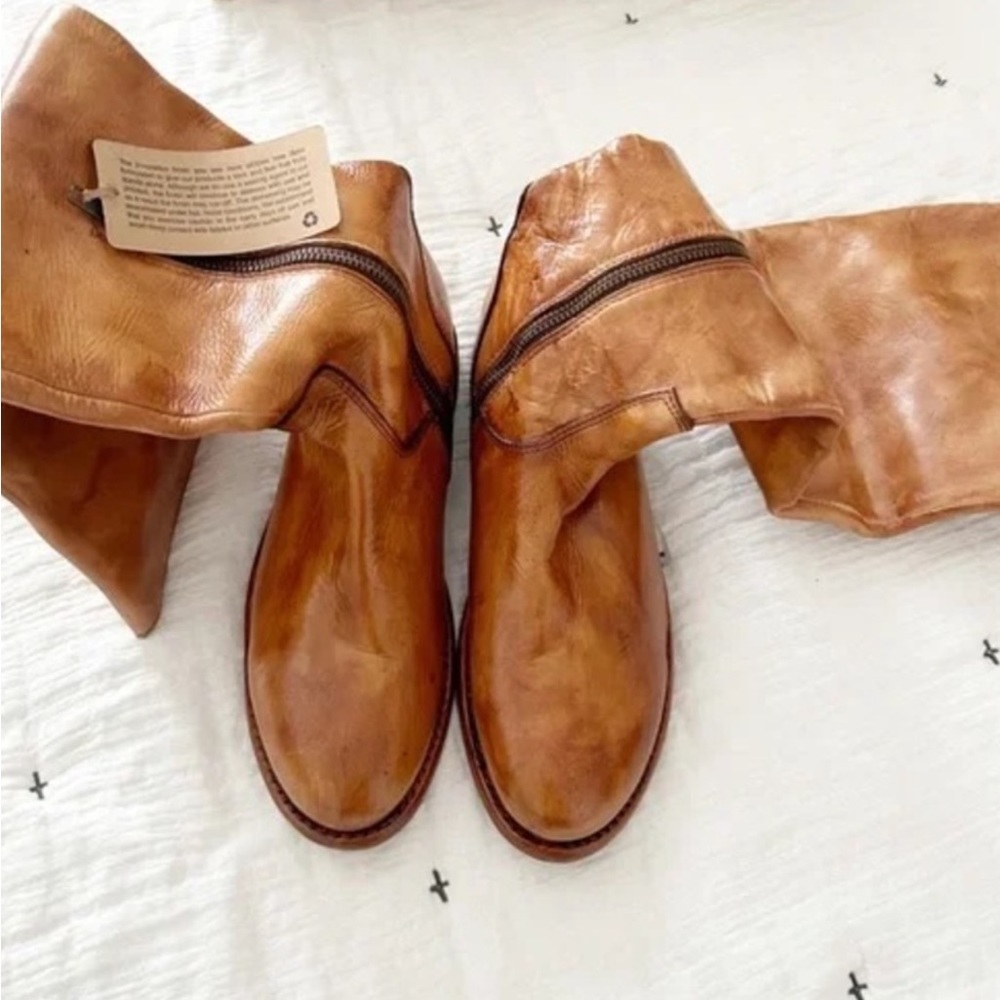 NEW BedStu Tess Windsor Tan Glazer Leather Tall Boots Size US 9